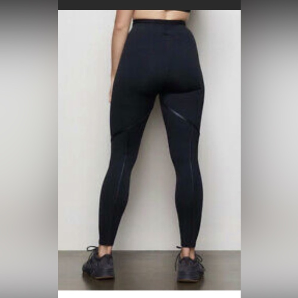 Good American leggings with beautiful faux leather trim